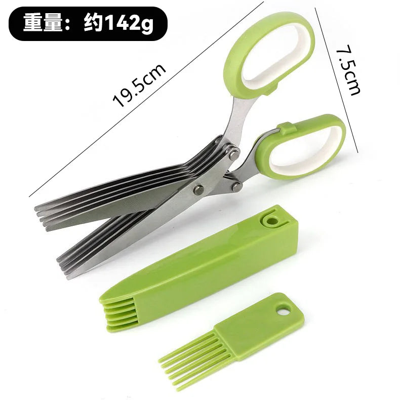 New kitchen cutting stainless steel multi-layer scallion scissors with three to five layers of creative home vegetable scissors