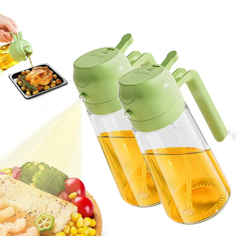 500ml 2 In1 Oil Spray Bottle Kitchen Barbecue Cooking Olive Oil Dispenser Oil Jar Baking Vinegar Soy Sauce Spray Container