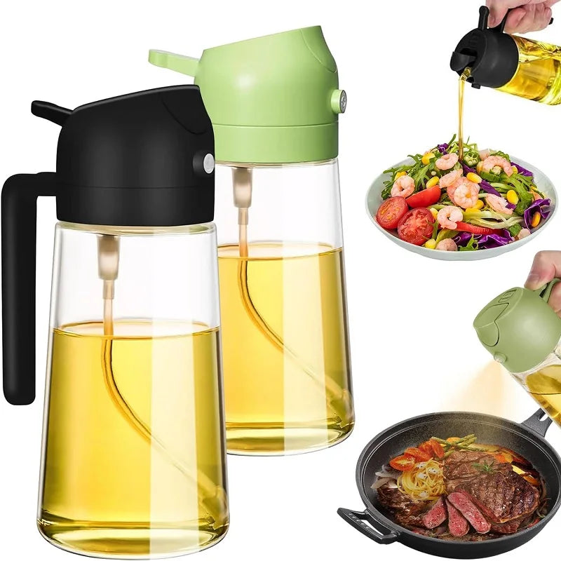 500ml 2 In1 Oil Spray Bottle Kitchen Barbecue Cooking Olive Oil Dispenser Oil Jar Baking Vinegar Soy Sauce Spray Container