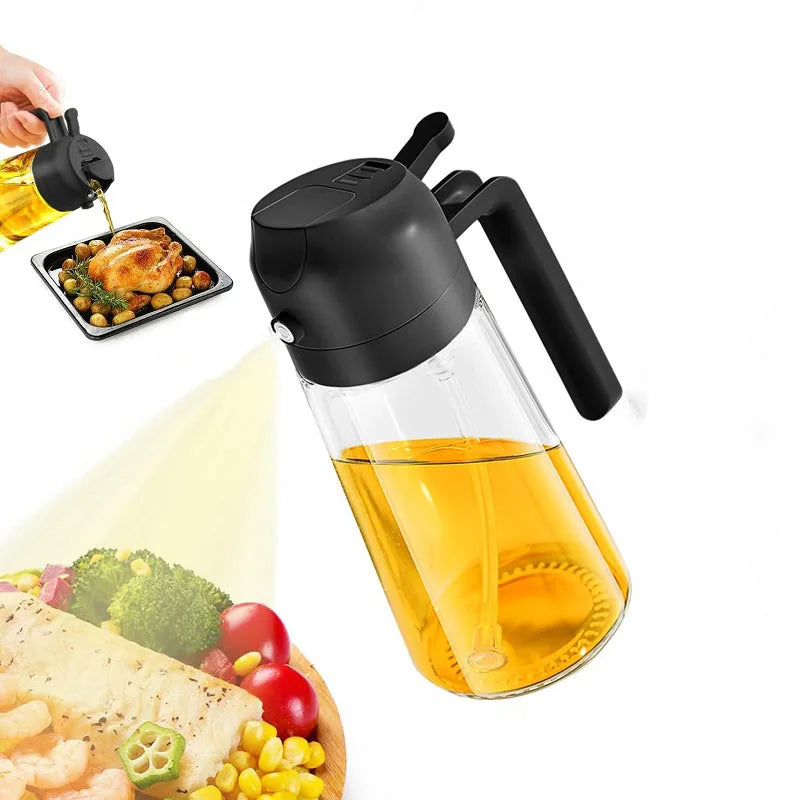 500ml 2 In1 Oil Spray Bottle Kitchen Barbecue Cooking Olive Oil Dispenser Oil Jar Baking Vinegar Soy Sauce Spray Container