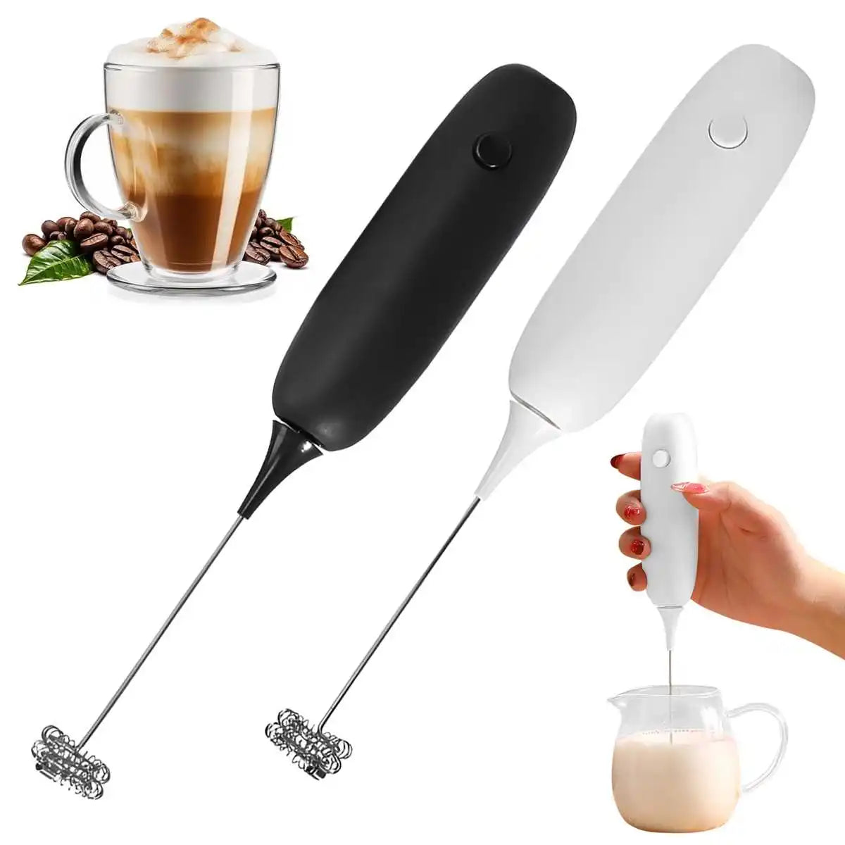Electric Milk Frother Handheld Automatic Foam Maker for Coffee Cappuccino Latte Foamer Battery-powered Kitchen Whisk Tools